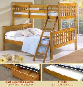 Twin/Full Mission Bunk Bed   Honey   Kids Furniture  
