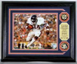 Bears Walter Payton Photo Mint w/ Two 24KT Gold Coins  