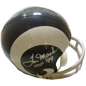 Tom Mack signed Los Angeles Rams Throwback 2bar Mini Helmet HOF 99