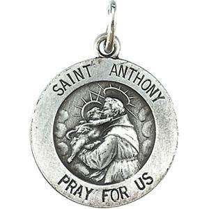 14K White Gold St. Anthony Medal Pendant Jewelry