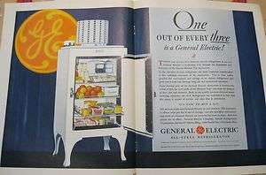 1930s GE GENERAL ELECTRIC ALL STEEL REFRIGERATOR AD  