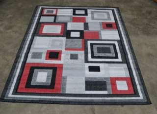 Black gray grey contemporary 8x11 area rugs carpet red  
