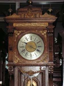Ansonia Antique Standing Gallery Grandfather Clock Oak  