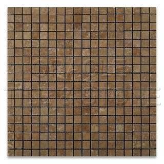 Noce Travertine 5/8 X 5/8 Tumbled Mosaic Tile on Mesh  