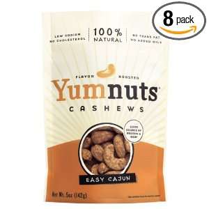 YUMNUTS Easy Cajun Cashews, 5 Ounce Bags (Pack of 8)  