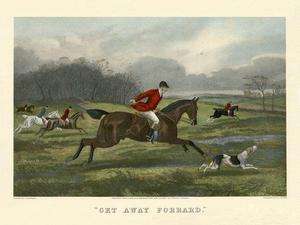   Horses and Hounds 19thC Engraving Vintage Poster repo FREE S/H  