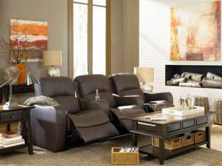 NEWPORT Home Theater Seating 3 Brown Recliner Chairs  
