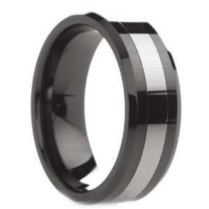  8 mm Mens Black Ceramic Combination Tungsten Carbide Rings 