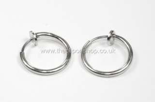 AMAZING small COMFY CLIP ON hoops SILVER HOOP EARRINGS  