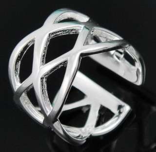 SILVER PLATED CROSS CUFF RING FREE SHIP HOT SALE R26  