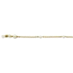   Glass Pearl Eyeglass Holder Gold tone 30 Chain 1928 Jewelry Jewelry