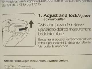 Kitchen Art Adjust A Burger Hamburger Press Measure Patties Thickness 