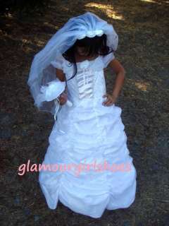 BOUTIQUE~GIRLS HALLOWEEN BRIDE DRESS VEIL COSTUME~10 12  