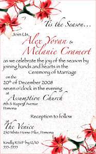 Poinsettia Wedding Christmas Holiday Party Invitations  