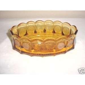  Amber Fostoria Coin Glass Oval Bowl 