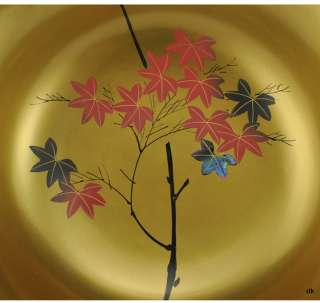 Fuji Japanese Maple Flower Gilt Lacquerware Bowl Plate  