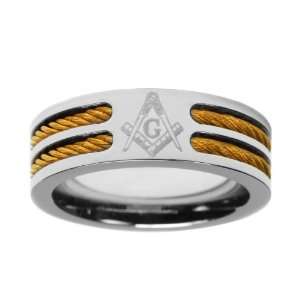  8mm Stainless Steel Masonic Freemason Mason Blue Lodge Ring (Size 8
