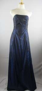 Jessica McClintock for Gunne Sax Navy Blue Strapless Gown Prom Dress 