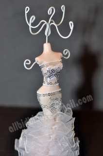 Mannequin White Gown Ring Jewelry Holder Display Stand  
