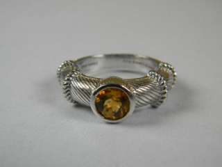 Authentic Judith Ripka Sterling Silver Yellow Citrine Stone Ring Size 