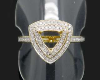   14Kt Solid Yellow Gold pave Diamond Semi mount Engagement Ring  