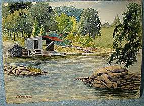 GEORGE CULLEY WATERCOLOUR PAINTING   Boathouse 1958  
