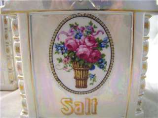   Lustre Floral Kitchen Set 6 Canisters 2 Cruets Salt Box 6131  