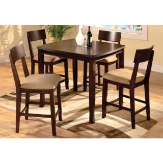 Solid Wood Walnut Finish 5 Piece Dining Table Set  