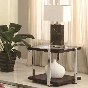  Square End Table with Glass Top and Chrome Finish Legs 