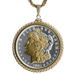 toned 24k Gold on Sterling Silver World Coin Necklaces in Gold 