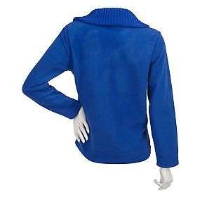 Denim & Co. Half Zip Fleece Top with Ribbed Sweater Collar Extra Small 
