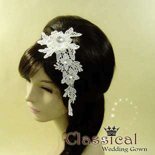 Bridal Crochet Headpiece Headdress Hair Fascinator rhinestone clip 
