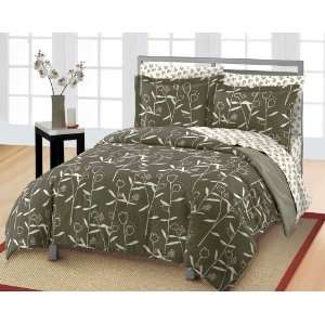    Tulips and Berries Gray White Red Comforter Set