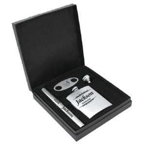   Stainless Steel Flask and Cigar Gift Set Personalized 