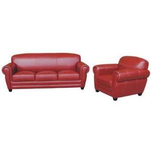    Modern Leather Sofa And Two Club Chairs A3019