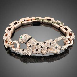 18K rose gold GP swarovski crystal leopard bracelet b60  