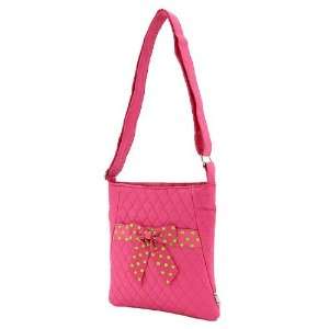  Monogrammable Pink Hipster Crossbody Handbag with Green 