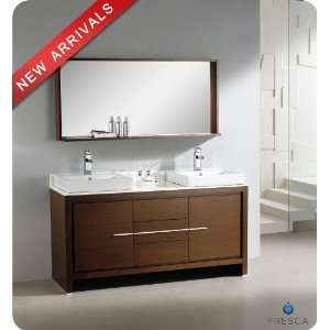   Allier 60 Wood Double Vanity with Mirror, Sinks, Countertop, P