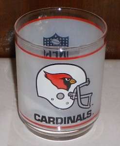 MOBIL NFL CARDINALS FOOTBALL DRINKING GLASS / FROSTED GLASS CARDINALS 