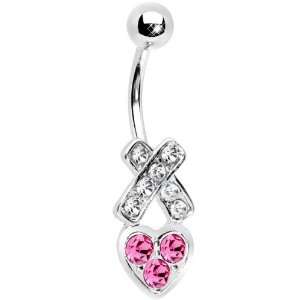  Hugs and Kisses Paved Heart Belly Ring Jewelry