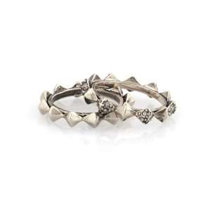  House of Harlow 1960   Spike Stack Two Ring Set   Silver 