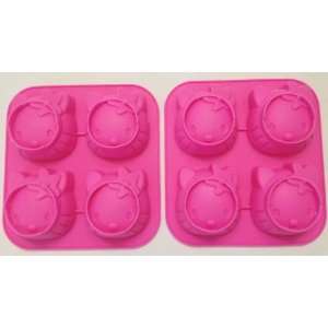   OF TWO (2) Polymerose 4 Cavity Silicone KITTY Molds