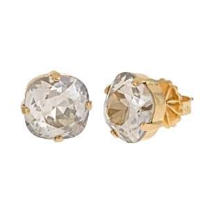 Janis Savitt   Gold and Crystal Colorado Cushion Stud Earring