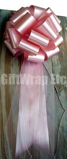   PINK PULL PEW BOWS TULLE WEDDING CHURCH CHAIR TABLE DECORATIONS  