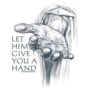 Let Him Give You A Hand Jesus Reaching Out Christian T Shirt Tee 