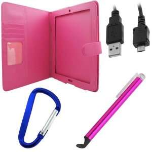   Touch Screen Hot Pink Stylus Pen with Flat Tip with Carabiner Key