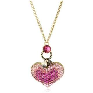 Betsey Johnson Iconic Perfectly Pave Large Pave Heart Pendant Long 