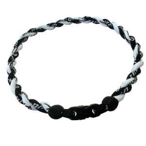 Phiten Custom Titanium Tribal White and Black Tornado Necklace with 