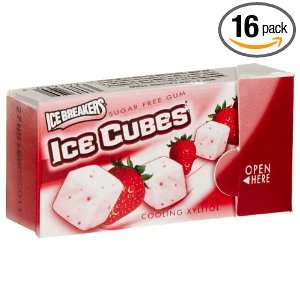 Ice Breakers Ice Cubes Sugar Free Gum, Strawberry Smoothie, 10 Piece 