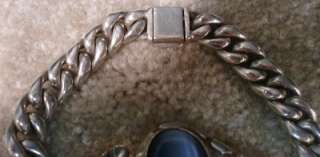 Vintage Mexican 925 Sterling Silver Bracelet Tiger Eye Stone  